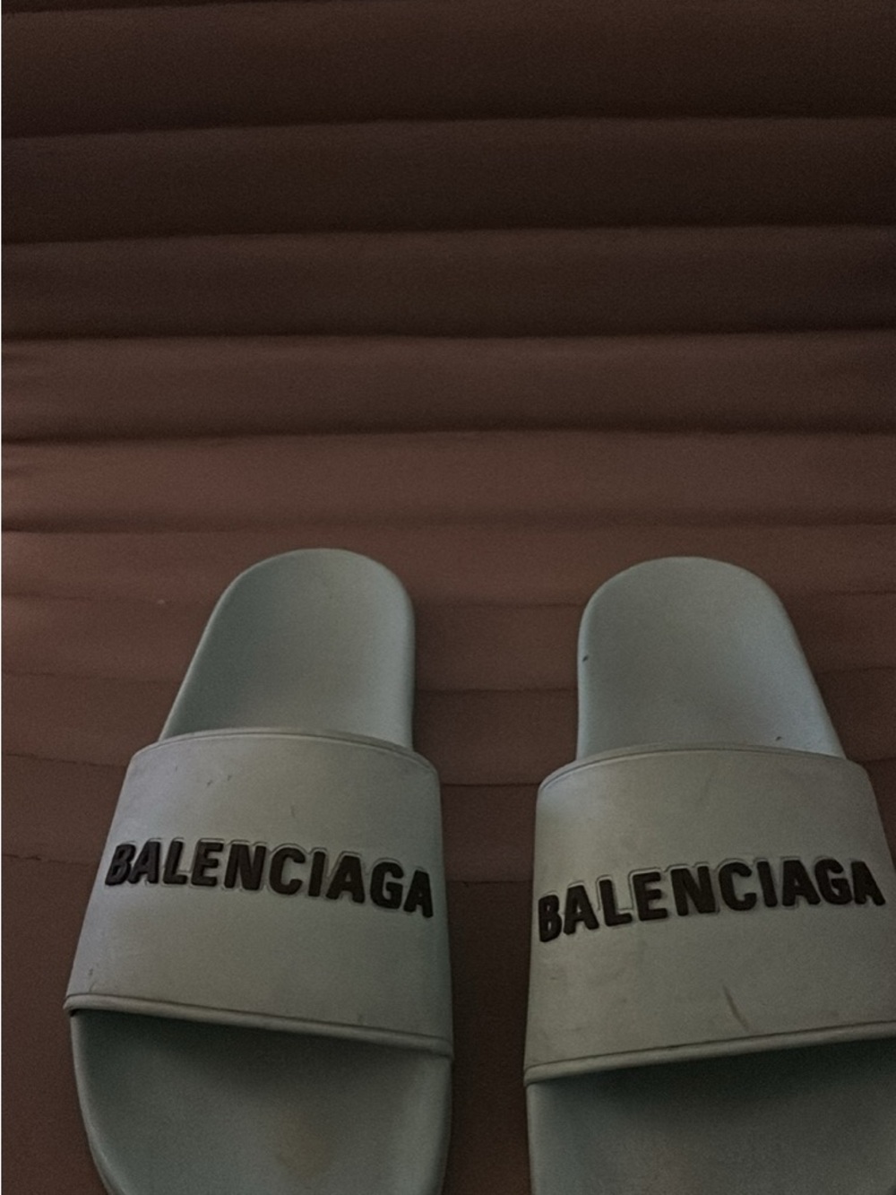 Balenciaga Pale Blue Logo Slide Sandals